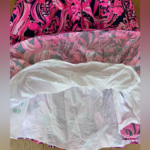 Lilly Pulitzer Adalia Fit & Flare Dress SZ 4 Low Tide Navy Flirty Fins & Feather - Picture 11 of 16